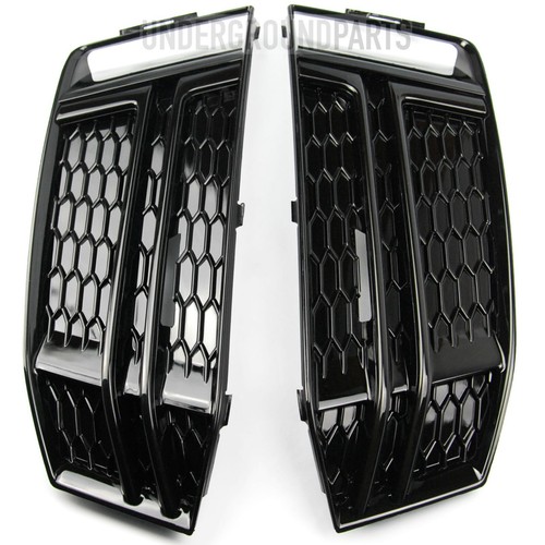 Front bumper fog grilles black - front,
